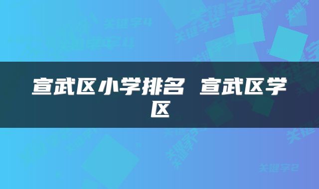 宣武区小学排名 宣武区学区