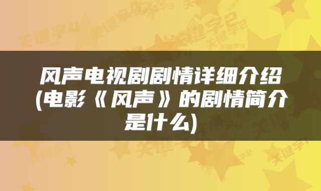 风声电视剧剧情详细介绍(电影《风声》的剧情简介是什么)