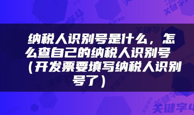  纳税人识别号是什么，怎么查自己的纳税人识别号（开发票要填写纳税人识别号了） 
