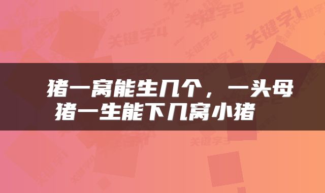  猪一窝能生几个，一头母猪一生能下几窝小猪 