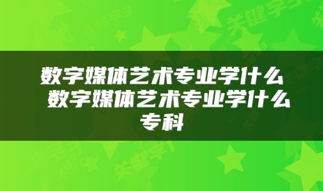 数字媒体艺术专业学什么 数字媒体艺术专业学什么专科