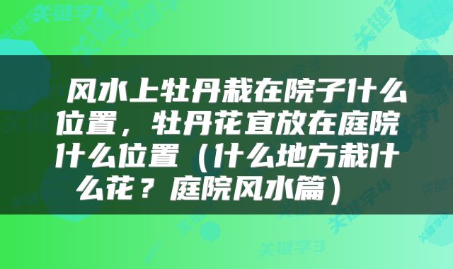  风水上牡丹栽在院子什么位置，牡丹花宜放在庭院什么位置（什么地方栽什么花？庭院风水篇） 