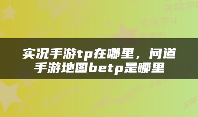 实况手游tp在哪里，问道手游地图betp是哪里