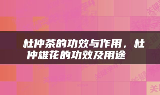  杜仲茶的功效与作用，杜仲雄花的功效及用途 