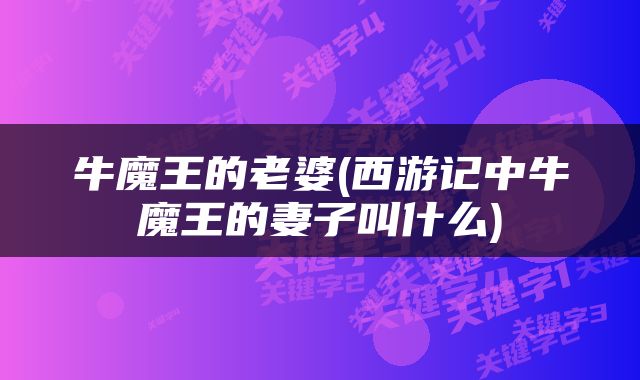 牛魔王的老婆(西游记中牛魔王的妻子叫什么)