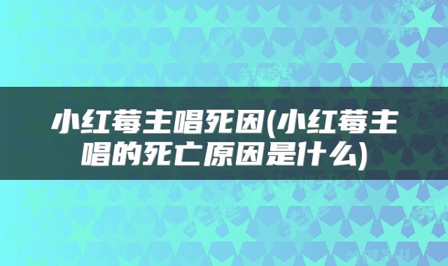 小红莓主唱死因(小红莓主唱的死亡原因是什么)