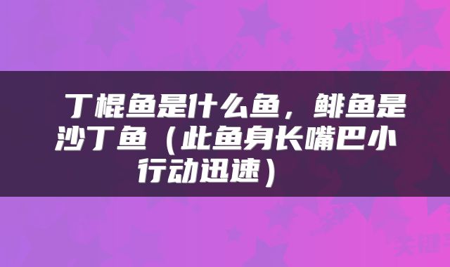  丁棍鱼是什么鱼，鲱鱼是沙丁鱼（此鱼身长嘴巴小行动迅速） 