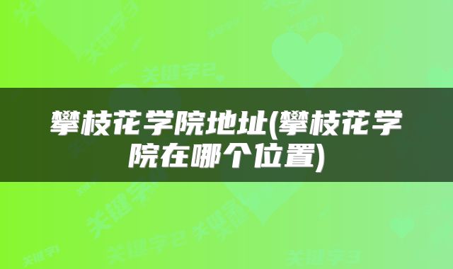 攀枝花学院地址(攀枝花学院在哪个位置)