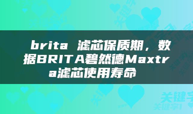  brita 滤芯保质期，数据BRITA碧然德Maxtra滤芯使用寿命 