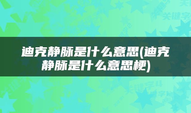 迪克静脉是什么意思(迪克静脉是什么意思梗)