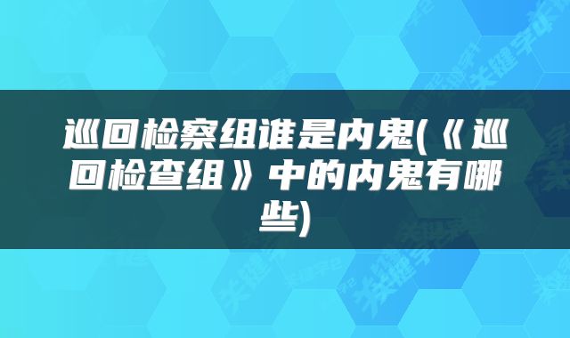 巡回检察组谁是内鬼(《巡回检查组》中的内鬼有哪些)