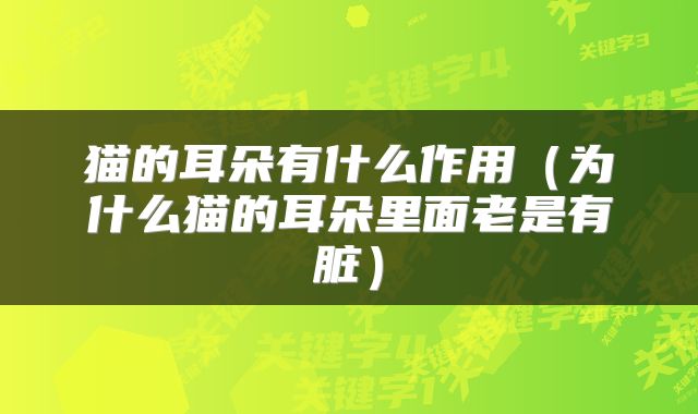 猫的耳朵有什么作用(为什么猫的耳朵里面老是有脏)