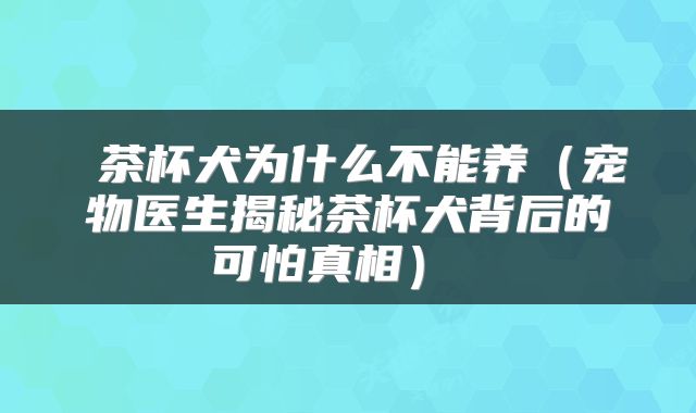  茶杯犬为什么不能养（宠物医生揭秘茶杯犬背后的可怕真相） 