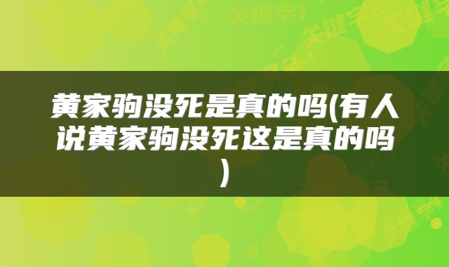 黄家驹没死是真的吗(有人说黄家驹没死这是真的吗)