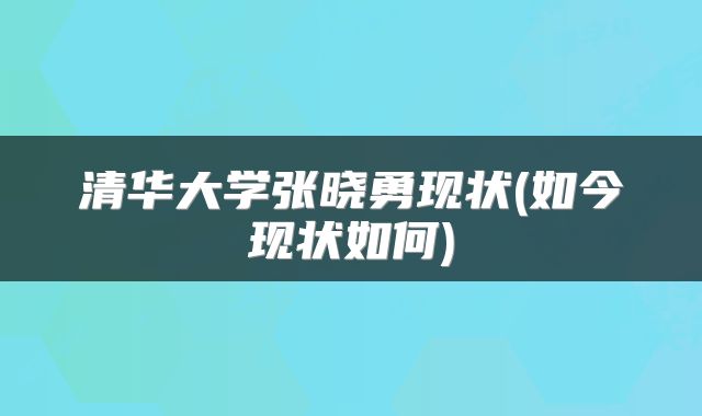 清华大学张晓勇现状(如今现状如何)