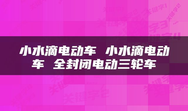 小水滴电动车 小水滴电动车 全封闭电动三轮车