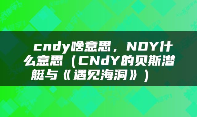  cndy啥意思，NDY什么意思（CNdY的贝斯潜艇与《遇见海洞》） 