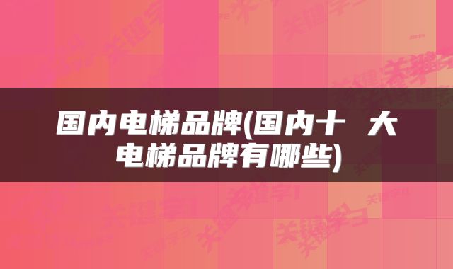 国内电梯品牌(国内十 大电梯品牌有哪些)