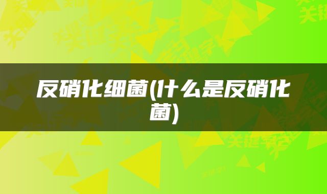 反硝化细菌(什么是反硝化菌)