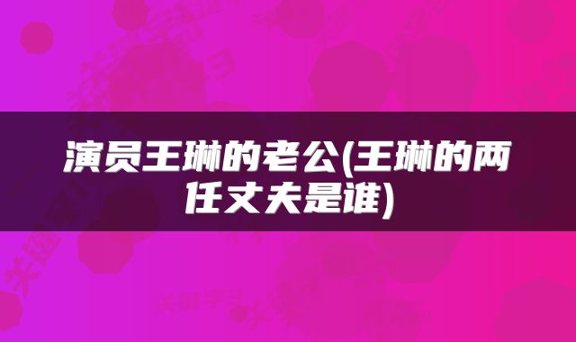 演员王琳的老公(王琳的两任丈夫是谁)