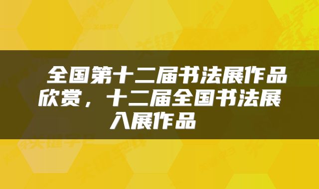  全国第十二届书法展作品欣赏，十二届全国书法展入展作品 