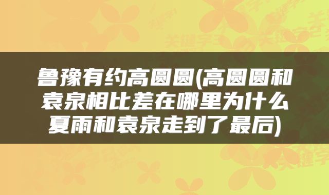 鲁豫有约高圆圆(高圆圆和袁泉相比差在哪里为什么夏雨和袁泉走到了最后)