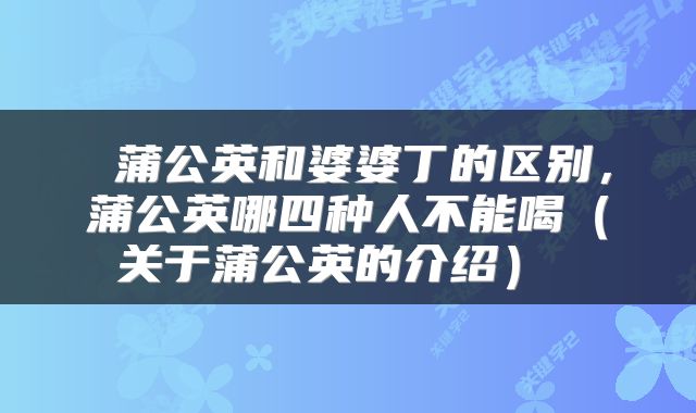 蒲公英和婆婆丁的区别,蒲公英哪四种人不能喝(关于蒲公英的介绍)