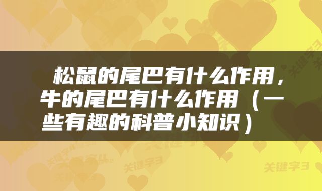  松鼠的尾巴有什么作用，牛的尾巴有什么作用（一些有趣的科普小知识） 