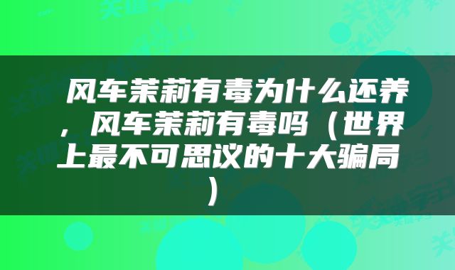  风车茉莉有毒为什么还养，风车茉莉有毒吗（世界上最不可思议的十大骗局） 