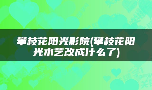 攀枝花阳光影院(攀枝花阳光水艺改成什么了)