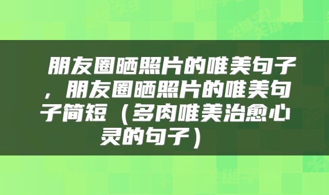  朋友圈晒照片的唯美句子，朋友圈晒照片的唯美句子简短（多肉唯美治愈心灵的句子） 