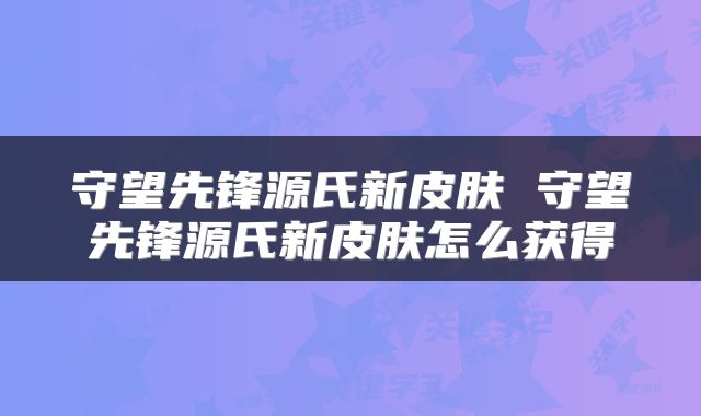 守望先锋源氏新皮肤 守望先锋源氏新皮肤怎么获得