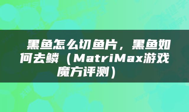  黑鱼怎么切鱼片，黑鱼如何去鳞（MatriMax游戏魔方评测） 