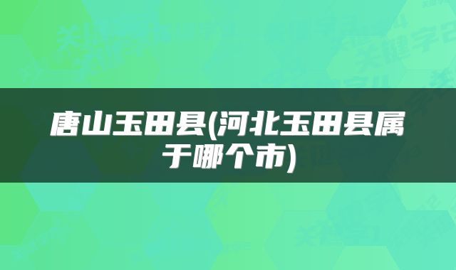 唐山玉田县(河北玉田县属于哪个市)