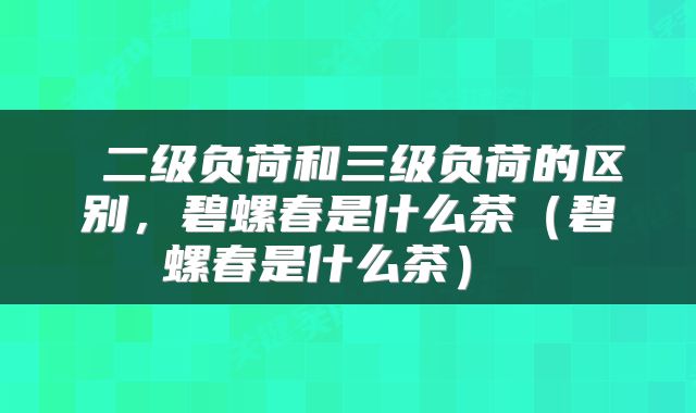 二级负荷和三级负荷的区别,碧螺春是什么茶(碧螺春是什么茶)