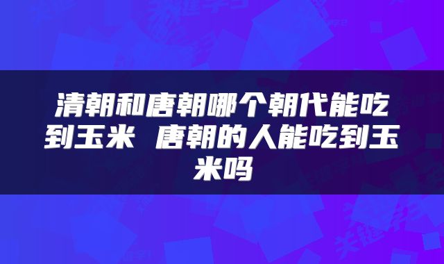 清朝和唐朝哪个朝代能吃到玉米 唐朝的人能吃到玉米吗