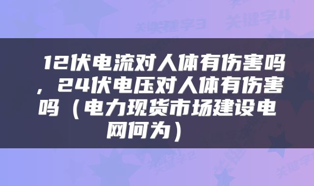  12伏电流对人体有伤害吗，24伏电压对人体有伤害吗（电力现货市场建设电网何为） 