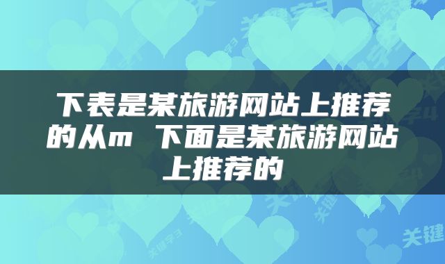 下表是某旅游网站上推荐的从m 下面是某旅游网站上推荐的