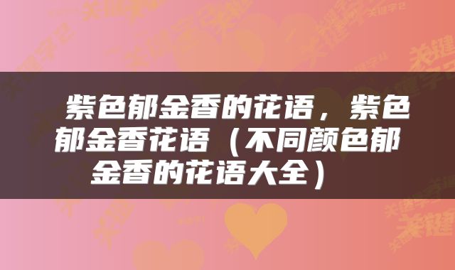  紫色郁金香的花语，紫色郁金香花语（不同颜色郁金香的花语大全） 
