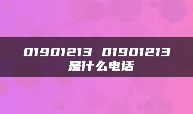 01901213 01901213 是什么电话