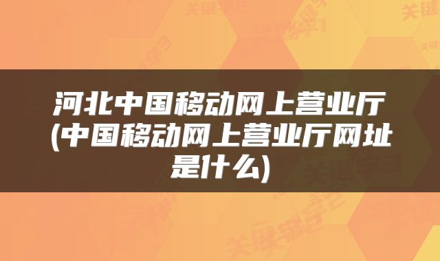 河北中国移动网上营业厅(中国移动网上营业厅网址是什么)