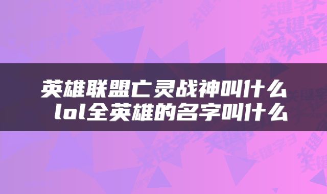 英雄联盟亡灵战神叫什么 lol全英雄的名字叫什么