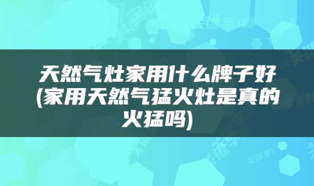 天然气灶家用什么牌子好(家用天然气猛火灶是真的火猛吗)