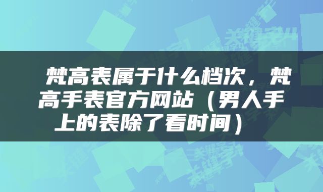  梵高表属于什么档次，梵高手表官方网站（男人手上的表除了看时间） 