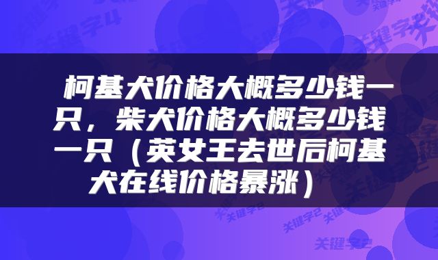 柯基犬价格大概多少钱一只,柴犬价格大概多少钱一只(英女王去世后柯基犬在线价格暴涨)