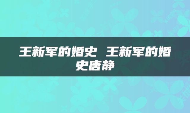 王新军的婚史 王新军的婚史唐静
