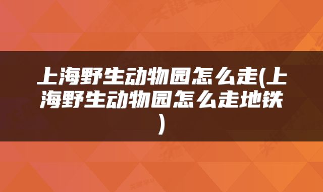 上海野生动物园怎么走(上海野生动物园怎么走地铁)
