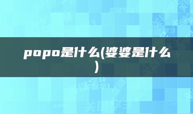 popo是什么(婆婆是什么)