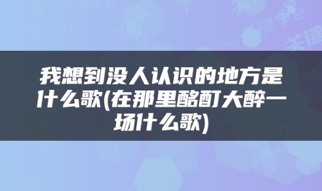 我想到没人认识的地方是什么歌(在那里酩酊大醉一场什么歌)
