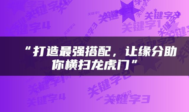 “打造最强搭配，让缘分助你横扫龙虎门”